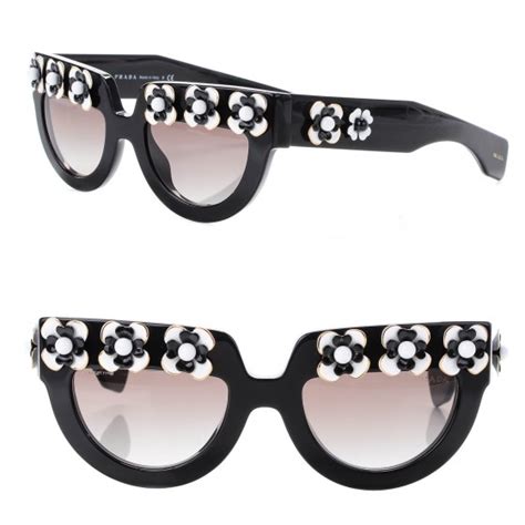 prada poeme sunglasses black|PRADA Flower Poeme Sunglasses SPR26P Black.